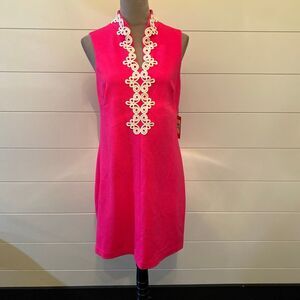 Vince Camuto Womens Pink Dress Size 8 White Lace Trim Barbiecore